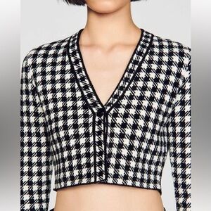 Sandro cropped gingham cardigan